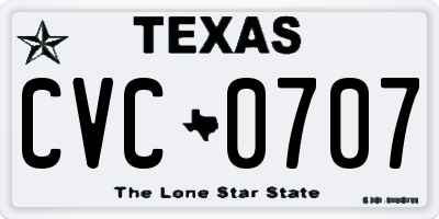 TX license plate CVC0707