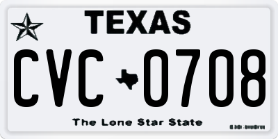 TX license plate CVC0708