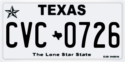 TX license plate CVC0726