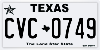 TX license plate CVC0749