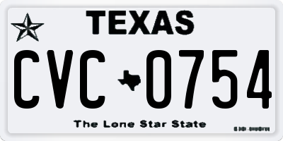 TX license plate CVC0754