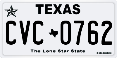 TX license plate CVC0762