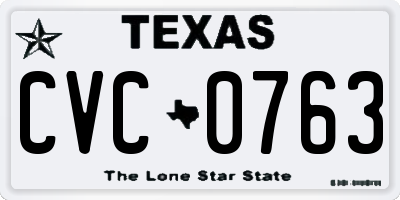 TX license plate CVC0763
