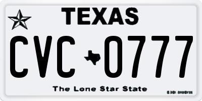 TX license plate CVC0777
