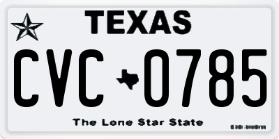 TX license plate CVC0785