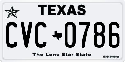TX license plate CVC0786