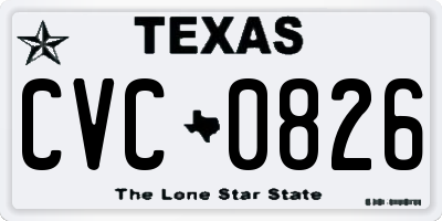TX license plate CVC0826