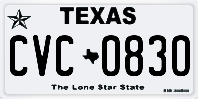 TX license plate CVC0830