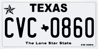 TX license plate CVC0860