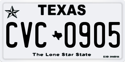 TX license plate CVC0905