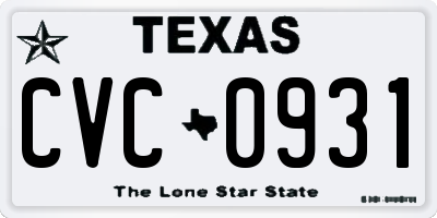 TX license plate CVC0931