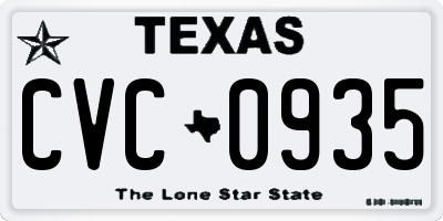 TX license plate CVC0935
