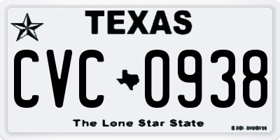 TX license plate CVC0938