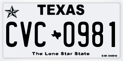 TX license plate CVC0981