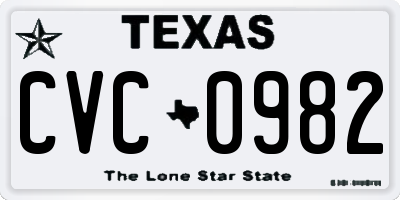 TX license plate CVC0982