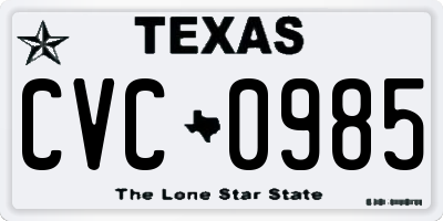 TX license plate CVC0985
