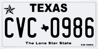 TX license plate CVC0986