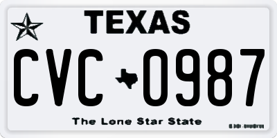 TX license plate CVC0987
