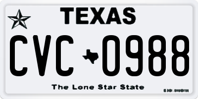 TX license plate CVC0988