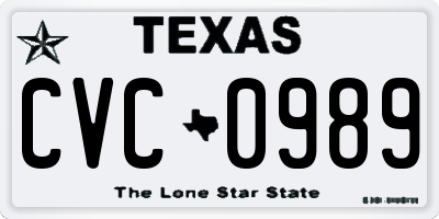 TX license plate CVC0989