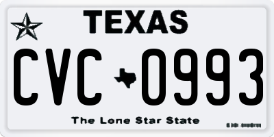 TX license plate CVC0993
