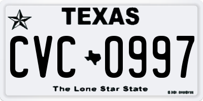 TX license plate CVC0997