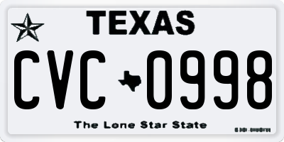 TX license plate CVC0998