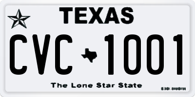 TX license plate CVC1001