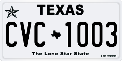 TX license plate CVC1003