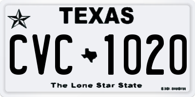 TX license plate CVC1020