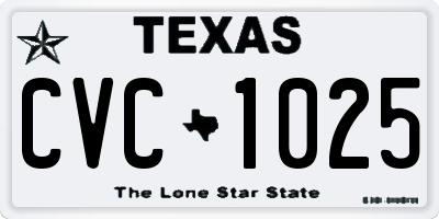 TX license plate CVC1025