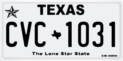 TX license plate CVC1031