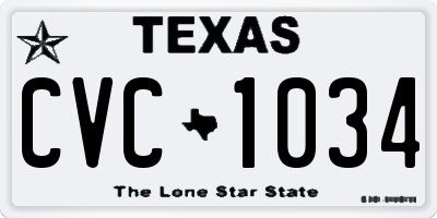 TX license plate CVC1034