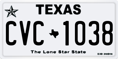 TX license plate CVC1038