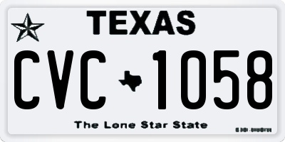 TX license plate CVC1058