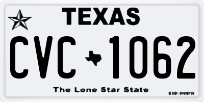 TX license plate CVC1062