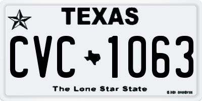 TX license plate CVC1063