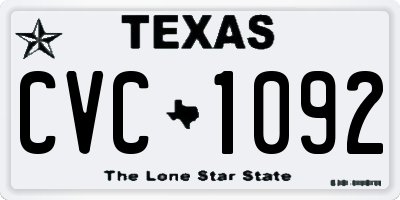 TX license plate CVC1092