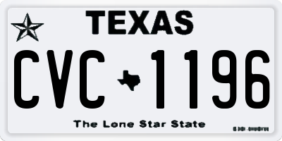 TX license plate CVC1196