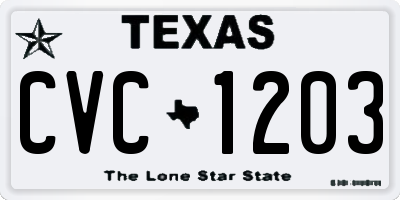TX license plate CVC1203