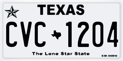 TX license plate CVC1204