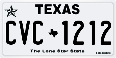 TX license plate CVC1212