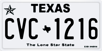 TX license plate CVC1216