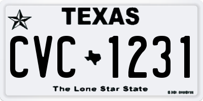 TX license plate CVC1231