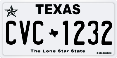TX license plate CVC1232