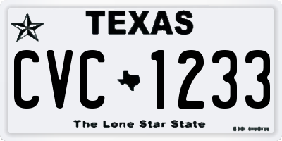 TX license plate CVC1233