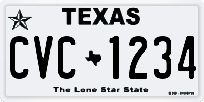 TX license plate CVC1234