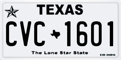 TX license plate CVC1601