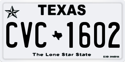 TX license plate CVC1602