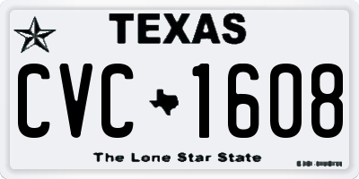 TX license plate CVC1608